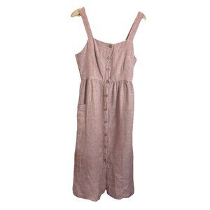 Rachel Zoe Dress Size 10 Mauve Pink Linen Button Front‎  Sleeveless Maxi